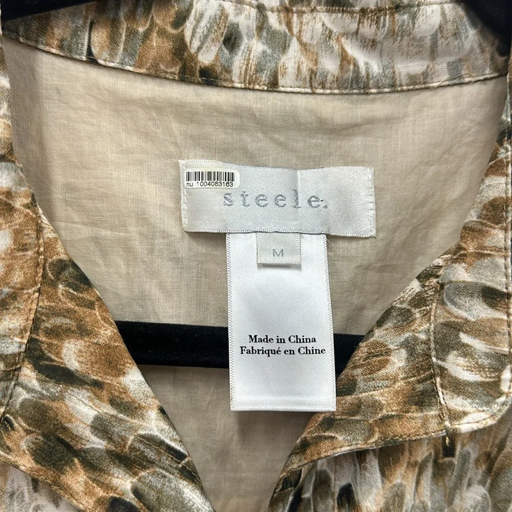 Steele brown cotton shirt dress ruffle M - Picture 2 of 7